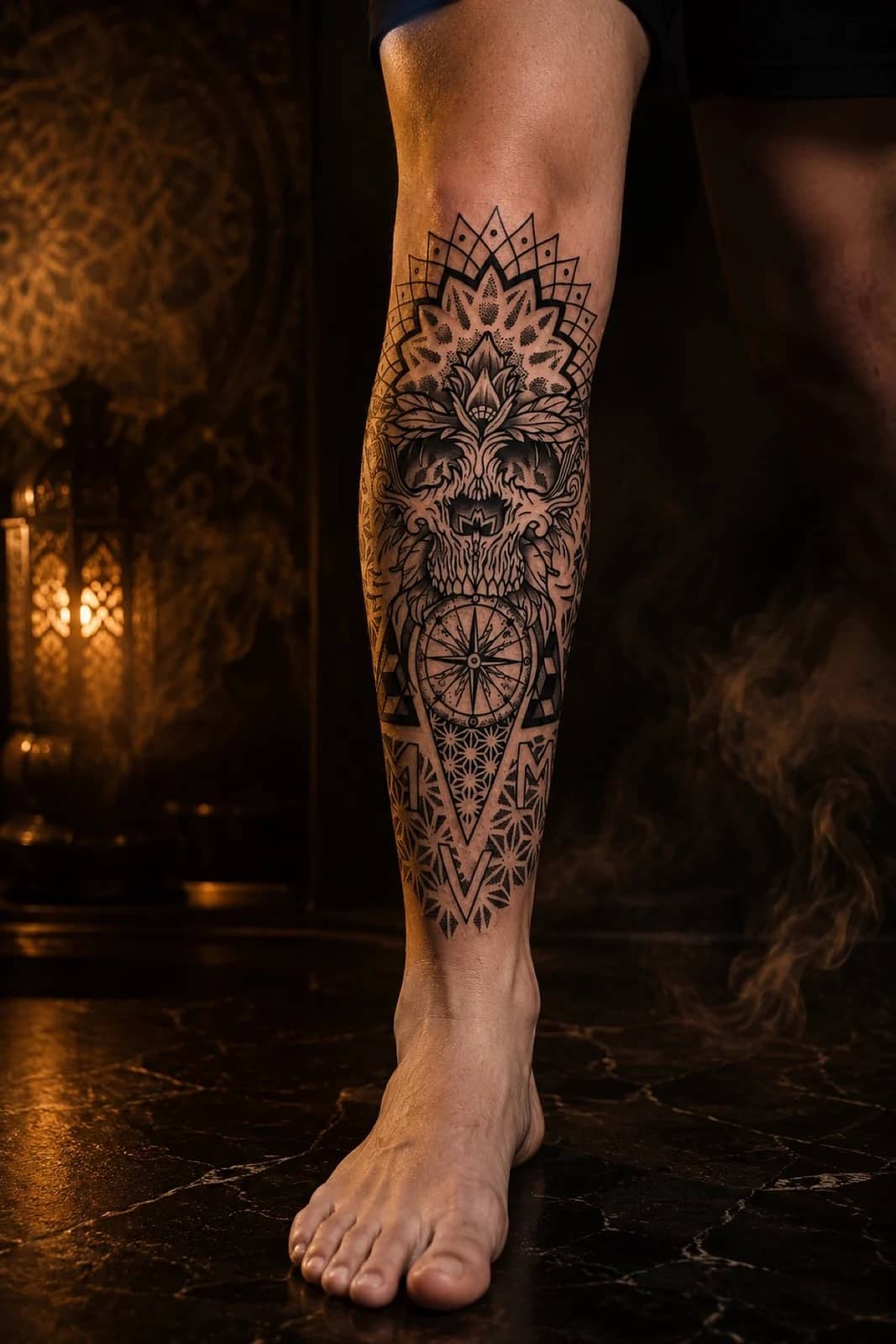 Forearm mandala band with precise geometric repetition and dotwork at Bloodline Tattoo Bali